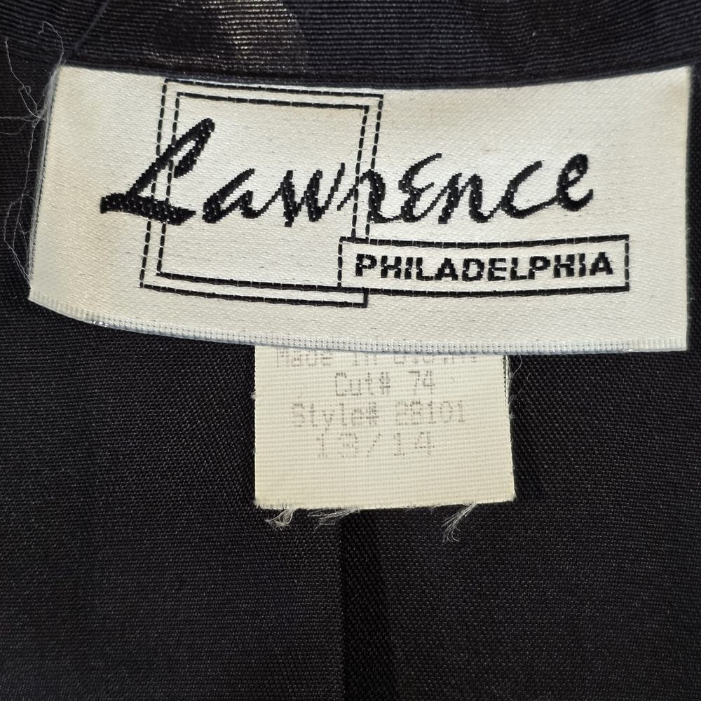 VINTAGE LAWRENCE 90s Polka Dot Blazer | L | Black | Retro Tailored Jacket - Picture 12 of 14